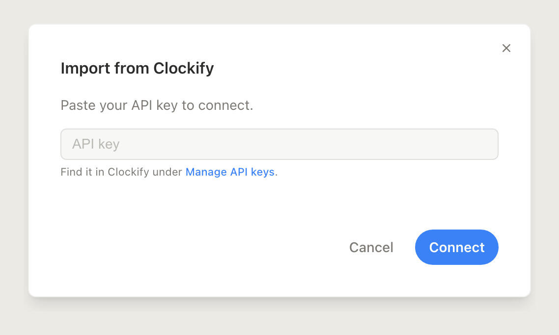 Connecting Timen to a Clockify workspace with an API key