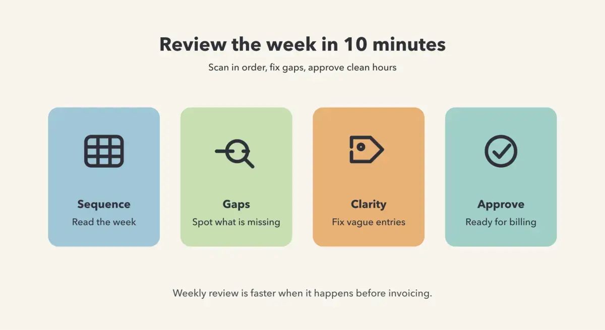 How to review a week of billable time in 10 minutes hero image
