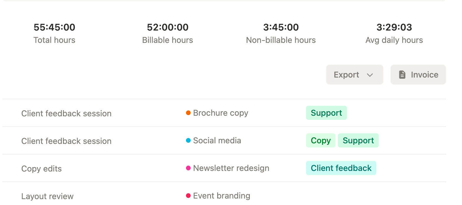 Create invoice from a report in Timen